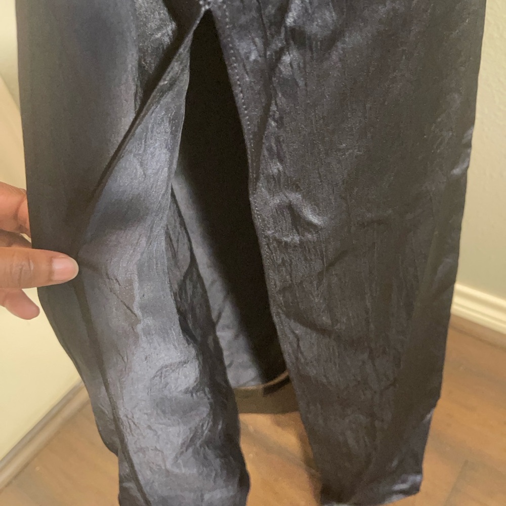 Zara Navy Maxi Satin Dress with Slit - Picture 8 of 10